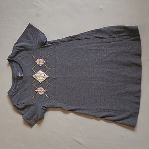 Land's End Gray Tshirt Dress With Diamond Embroidery Size Medium 5-6